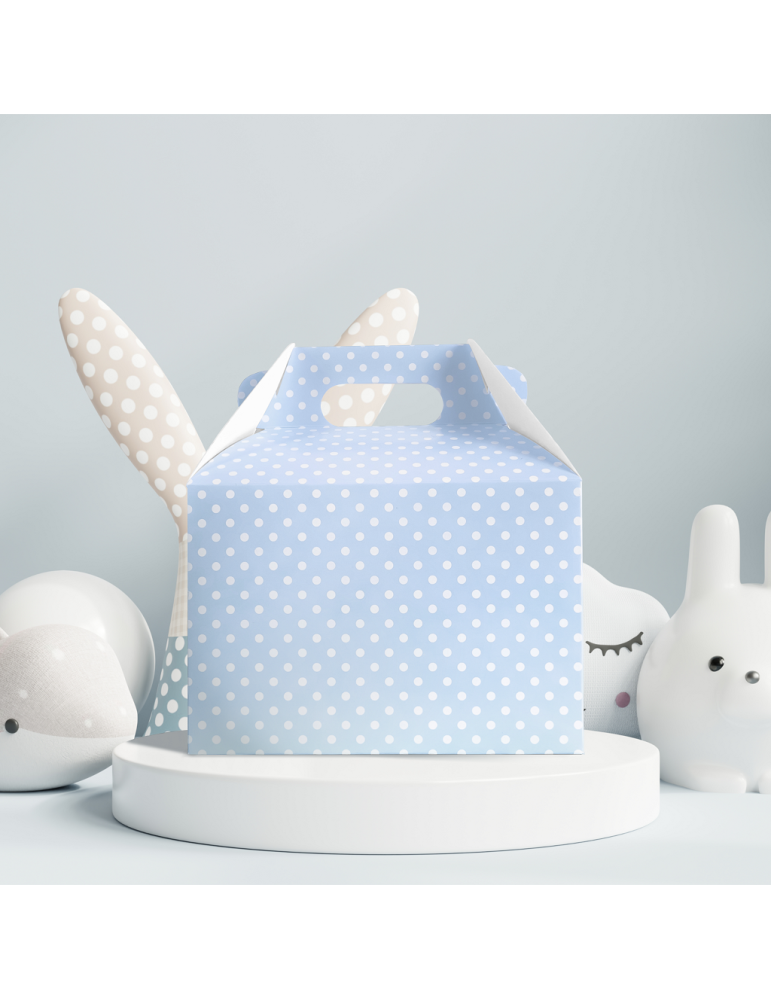 Caja Tipo Box Lunch Lunares Blancos