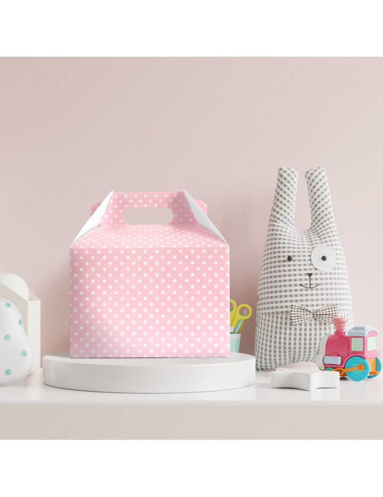 Caja Tipo Box Lunch Lunares Blancos