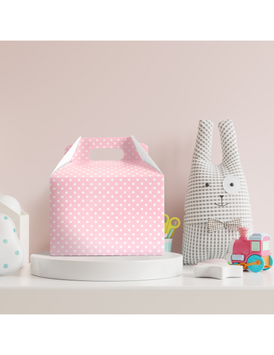 Caja Tipo Box Lunch Lunares Blancos