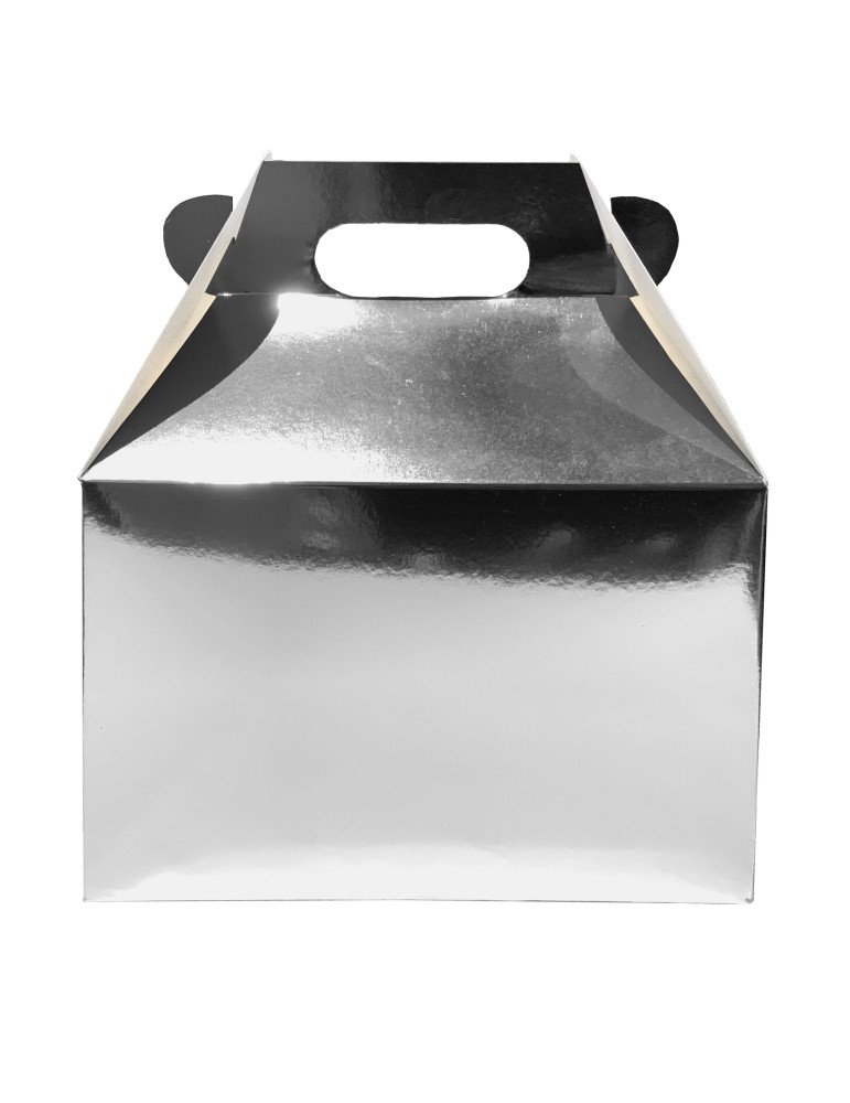 Caja Tipo Box Lunch Mini Color Plata y Dorado Acabado Cromado