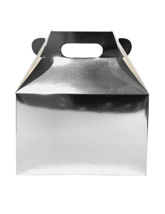 Caja Tipo Box Lunch Mini Color Plata y Dorado Acabado Cromado