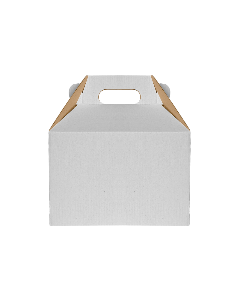 Caja Tipo Box Lunch Mediana Cartón Micro Corrugado Blanco