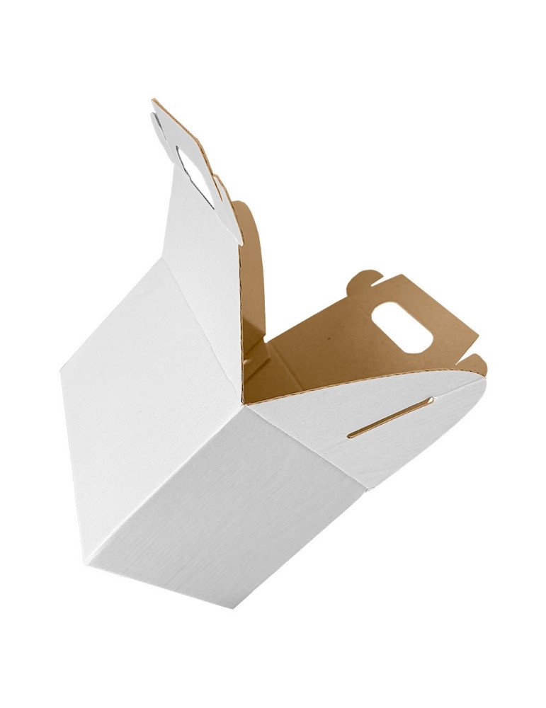 Caja Tipo Box Lunch Mediana Cartón Micro Corrugado Blanco