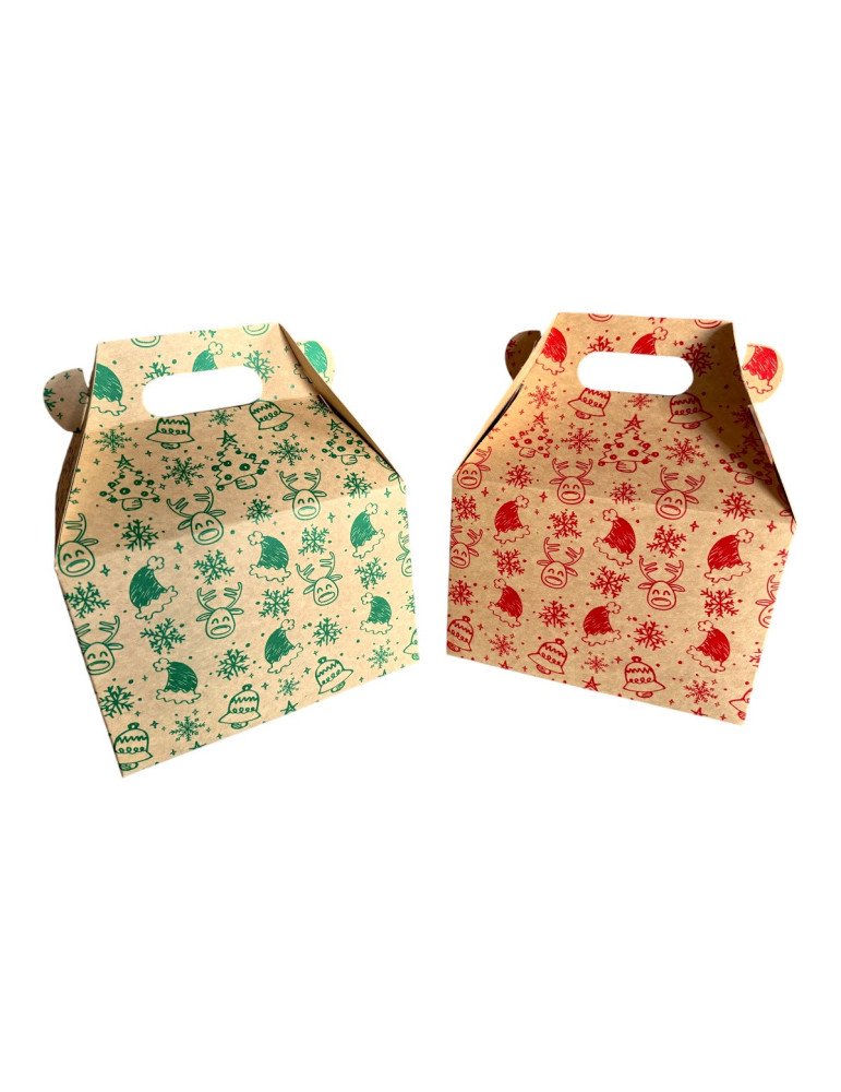 Caja Tipo Box Lunch Kraft Navideña