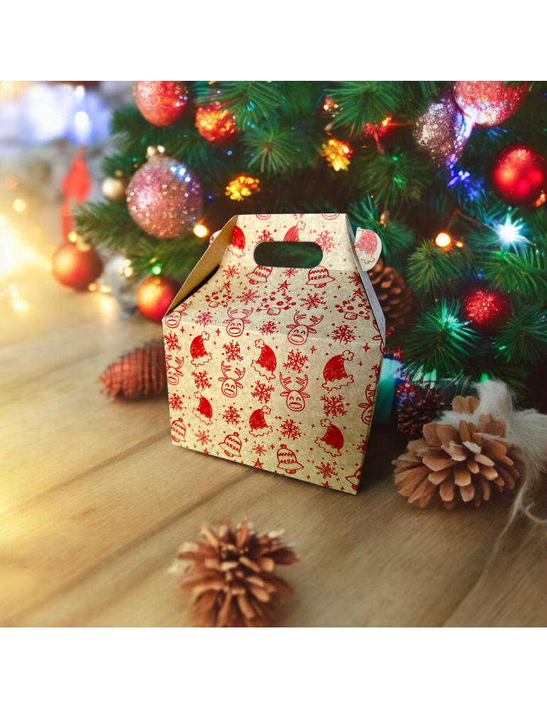 Caja Tipo Box Lunch Kraft Navideña