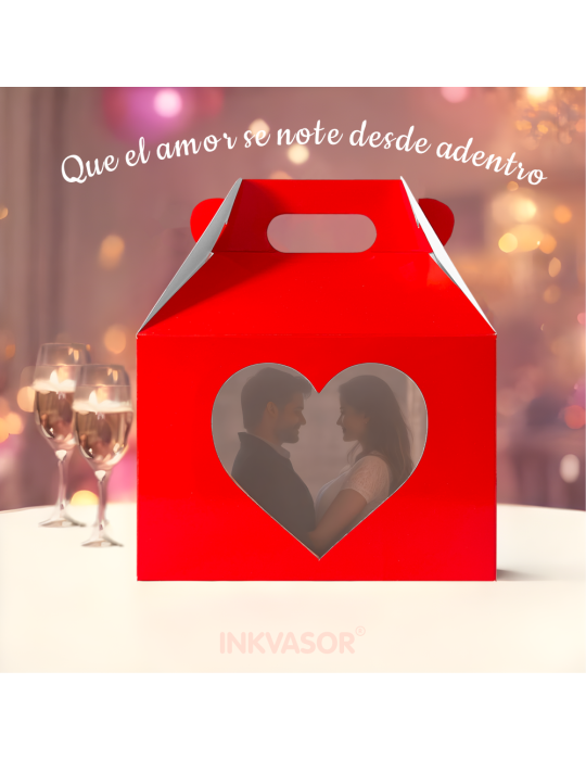Caja Tipo Box Lunch Mediana Ventana Corazón