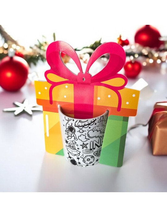 Caja Tipo Asa / Blister Para Taza Diseños Navideños