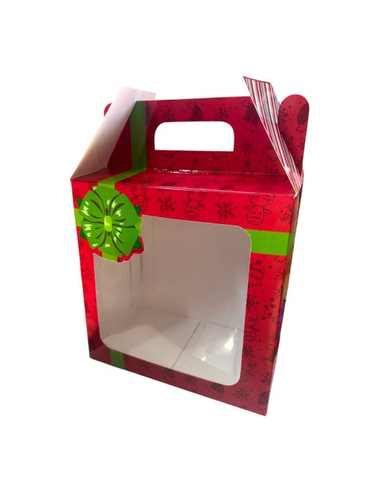 Caja Navideña Tipo Box Lunch Grande Con ventana Caja Navideña Tipo Box Lunch Grande Con ventana