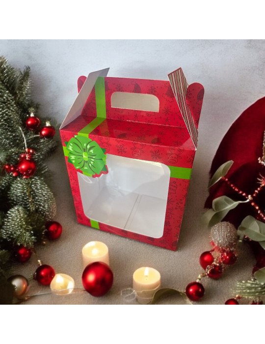 Caja Navideña Tipo Box Lunch Grande Con ventana