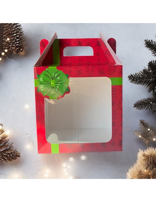 Caja Navideña Tipo Box Lunch Grande Con ventana