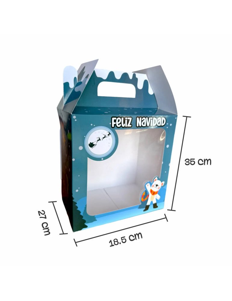Caja Navideña Tipo Box Lunch Grande Con ventana