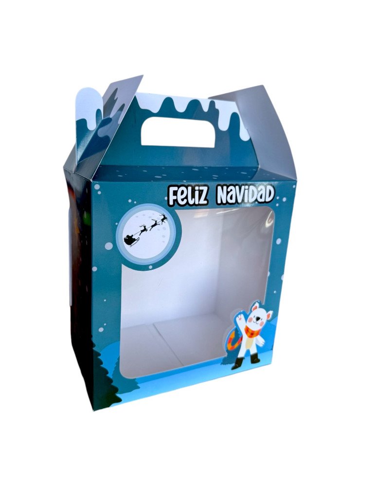 Caja Navideña Tipo Box Lunch Grande Con ventana