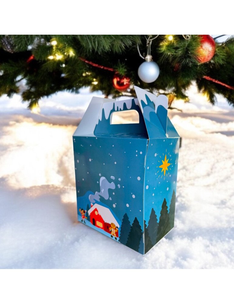 Caja Navideña Tipo Box Lunch Grande Con ventana