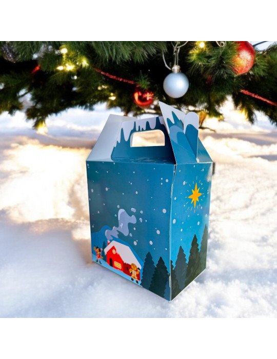 Caja Navideña Tipo Box Lunch Grande Con ventana