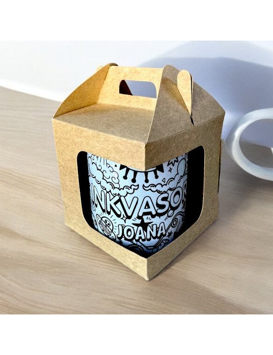 Caja Con Asas y Ventana Para Taza De 11 Oz