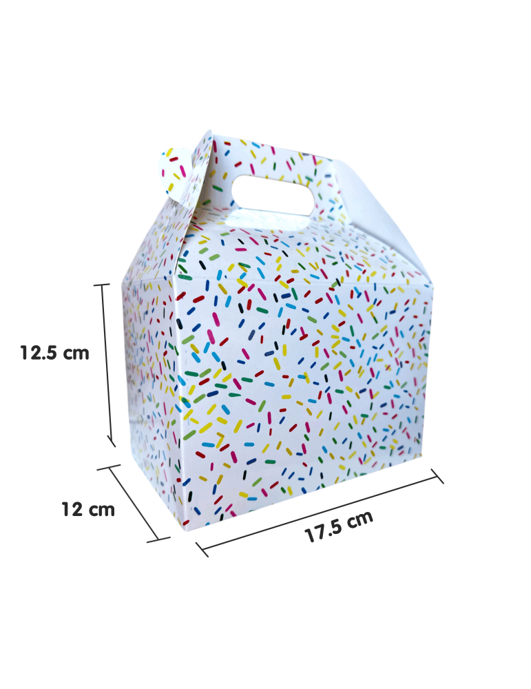 Caja Tipo Box Lunch Mediana Diseño Chispas de Colores