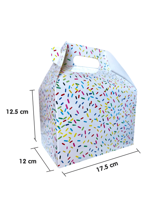 Caja Tipo Box Lunch Mediana Diseño Chispas de Colores