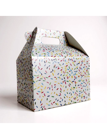 Caja Tipo Box Lunch Mediana Diseño Chispas de Colores 2