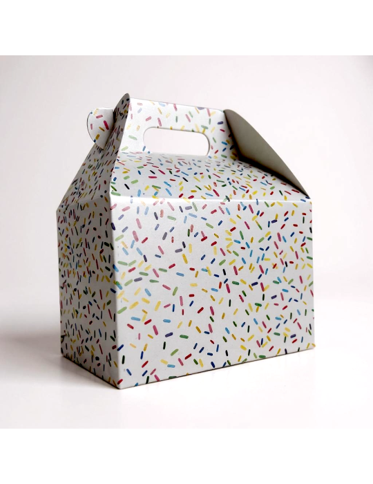 Caja Tipo Box Lunch Mediana Diseño Chispas de Colores