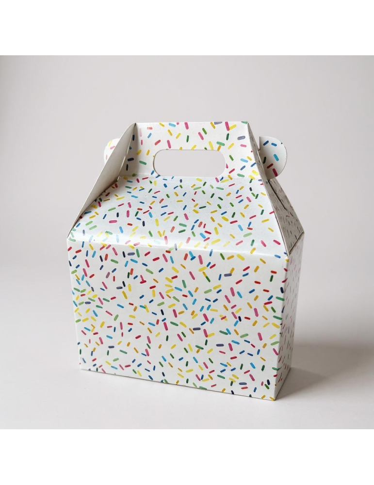 Caja Tipo Box Lunch Mediana Diseño Chispas de Colores