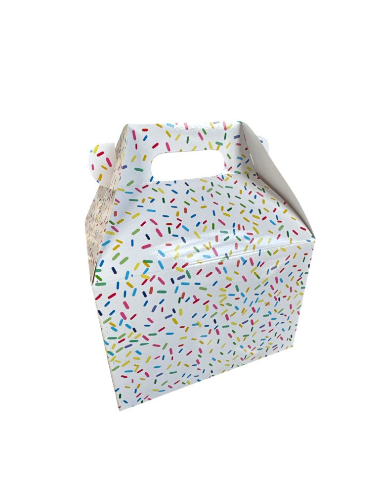 Caja Tipo Box Lunch Mediana Diseño Chispas de Colores