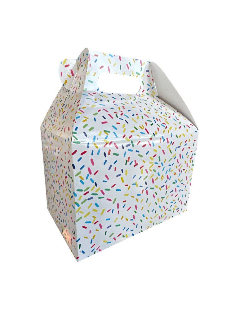 Caja Tipo Box Lunch Mediana Diseño Chispas de Colores