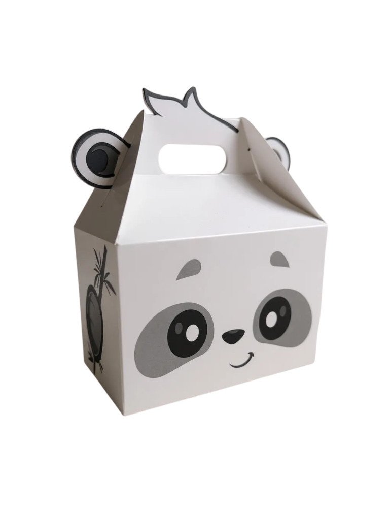 Caja Cartón Tipo Box Lunch Diseño Oso Panda