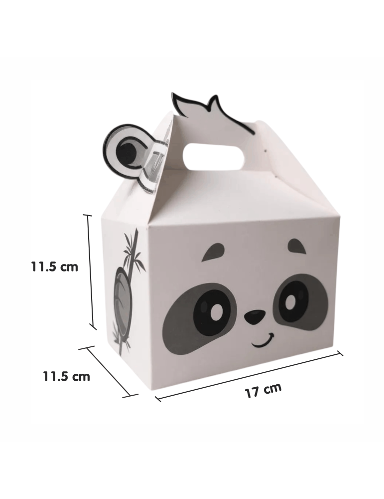 Caja Cartón Tipo Box Lunch Diseño Oso Panda