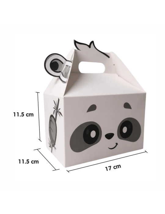 Caja Cartón Tipo Box Lunch Diseño Oso Panda