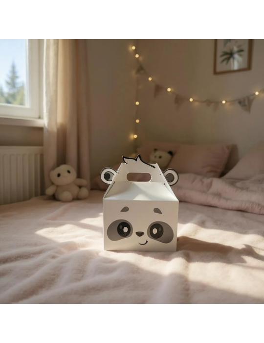 Caja Cartón Tipo Box Lunch Diseño Oso Panda