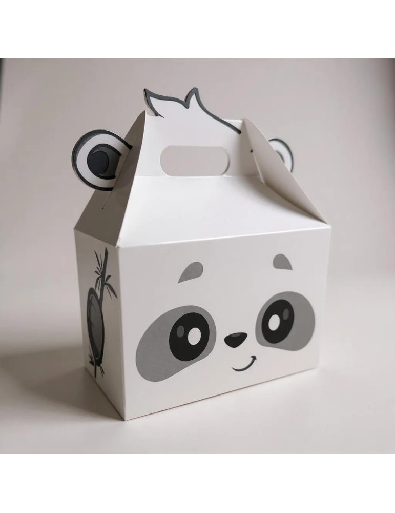 Caja Cartón Tipo Box Lunch Diseño Oso Panda