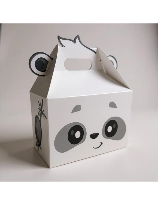 Caja Cartón Tipo Box Lunch Diseño Oso Panda
