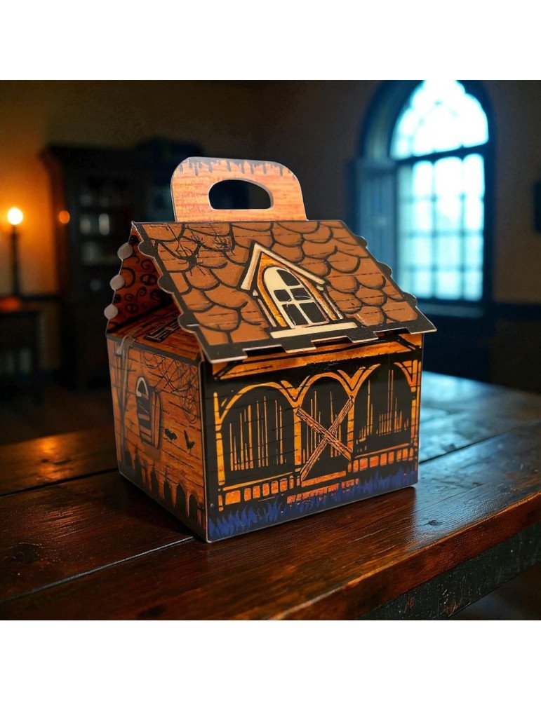 Caja Tipo Box Lunch Mini Casa Embrujada