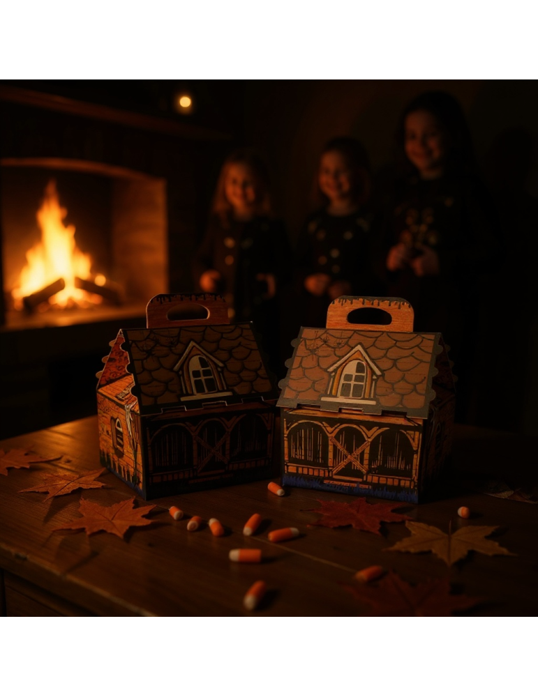 Caja Tipo Box Lunch Mini Casa Embrujada