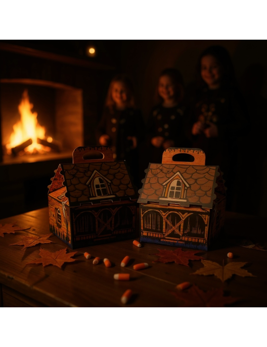 Caja Tipo Box Lunch Mini Casa Embrujada