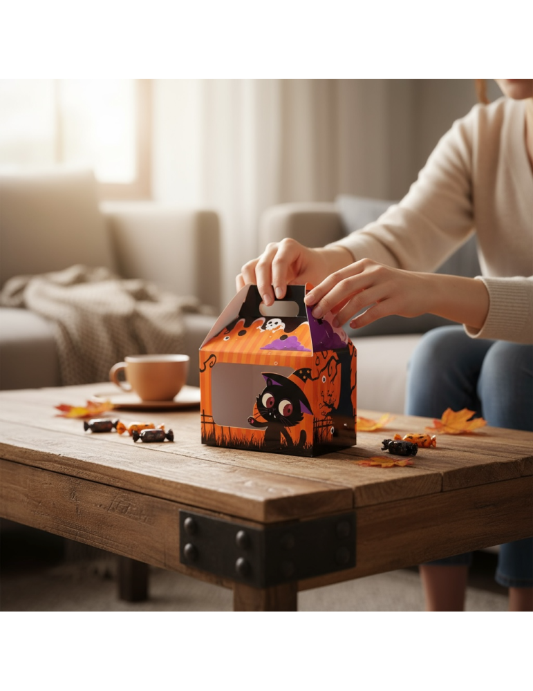 Caja Tipo Box Lunch Chica Con Ventana Halloween Día de Muertos