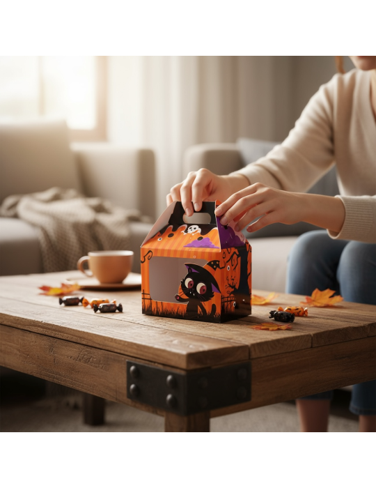 Caja Tipo Box Lunch Chica Con Ventana Halloween Día de Muertos