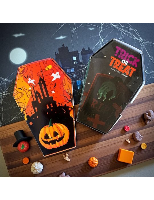 Caja Tipo Dulcero Diseño Ataúd Halloween