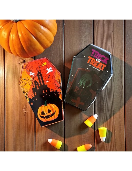 Caja Tipo Dulcero Diseño Ataúd Halloween