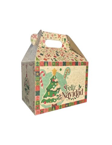 Caja Tipo Box Lunch Kraft Diseño Navidad 2