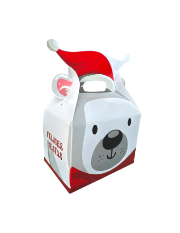 Caja Tipo Box Lunch Diseño Oso Navideño
