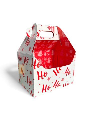 Caja Tipo Box Lunch Kraft Diseño Navidad Ho Ho