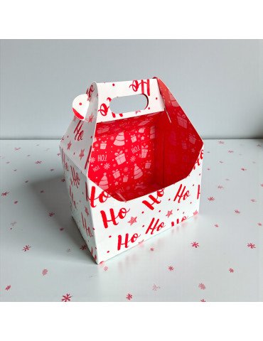 Caja Tipo Box Lunch Kraft Diseño Navidad Ho Ho 2