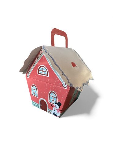 Caja Tipo Dulcero Diseño Casa Navideña Nevada