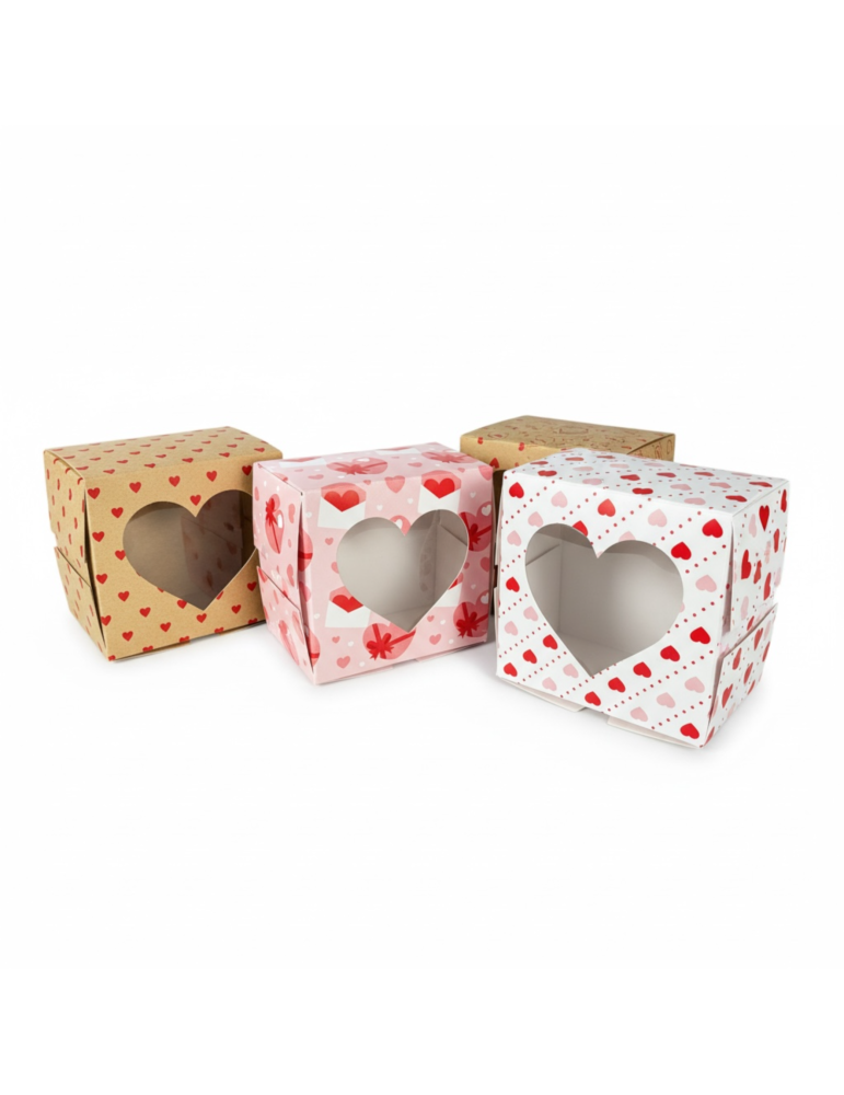 Caja Para Galletas Con Ventana Corazón De Acetato