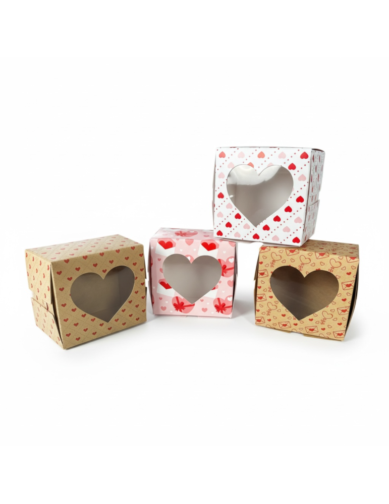 Caja Para Galletas Con Ventana Corazón De Acetato