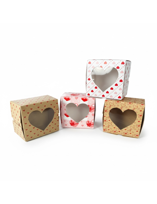Caja Para Galletas Con Ventana Corazón De Acetato