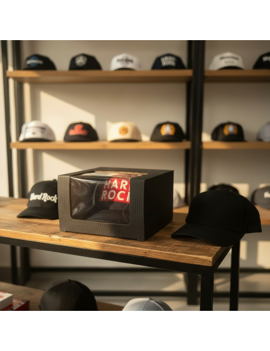Caja de Cartón Microcorrugado Con Ventana Para Gorra