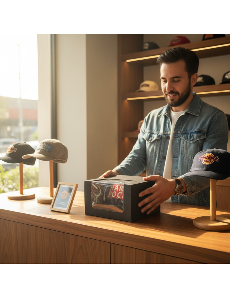 Caja de Cartón Microcorrugado Con Ventana Para Gorra