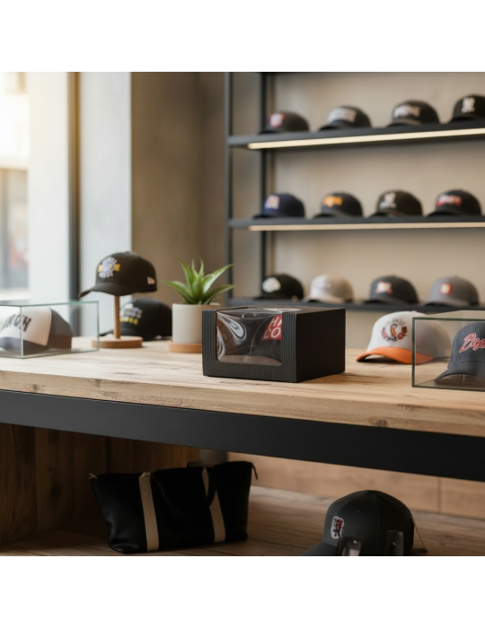 Caja de Cartón Microcorrugado Con Ventana Para Gorra